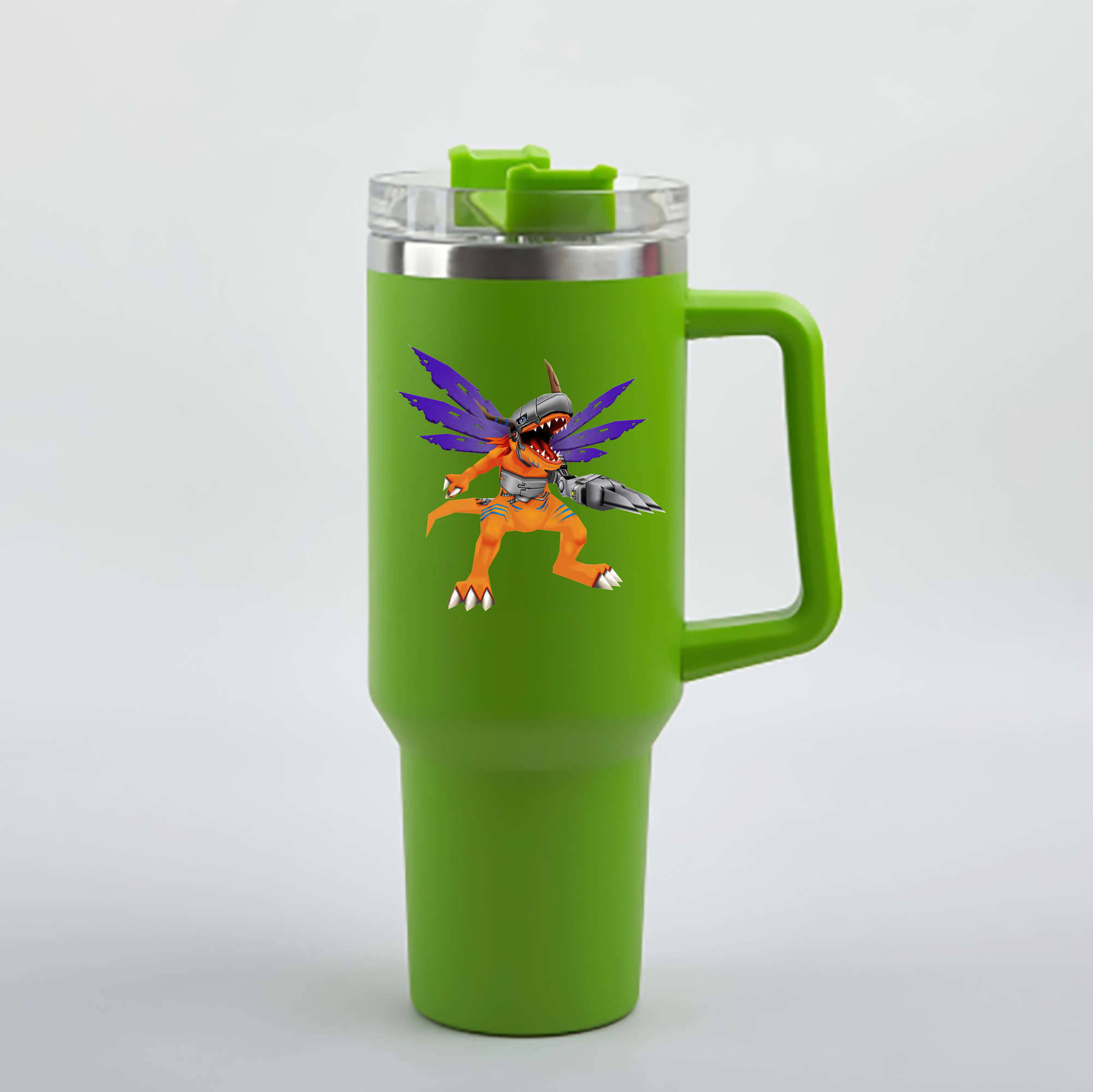 （画像用） Digimon デジタルモンスター/デジモン 1200mL車用タンブラー - クリスタルステッカー（プラスチックストロー付き）